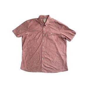 L.L. Bean Men Traditional Fit Short Sleeve Button-Down Heathered Red XXL Tall